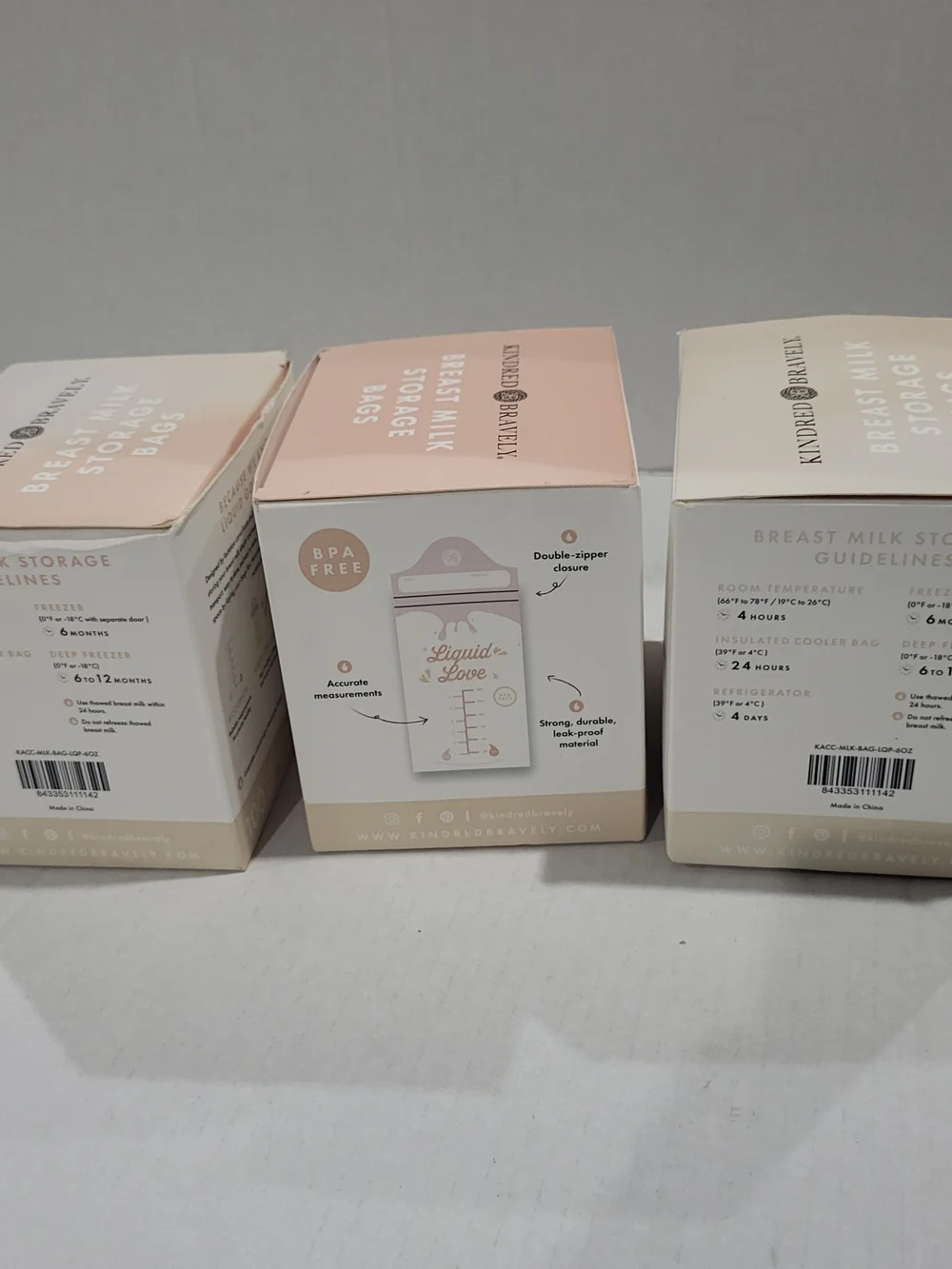 Lot of 3 - 100 ct  Kindred Bravely Breast Milk Storage Bags - 6 oz - 300 Bags